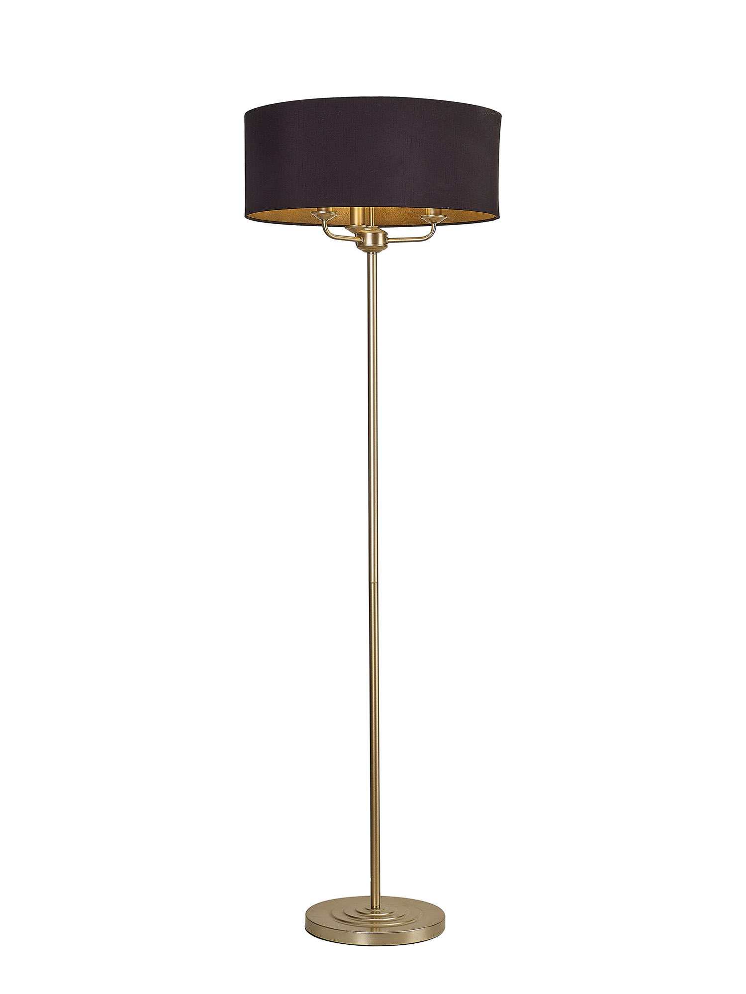 DK0999  Banyan 45cm 3 Light Floor Lamp Champagne Gold; Midnight Black